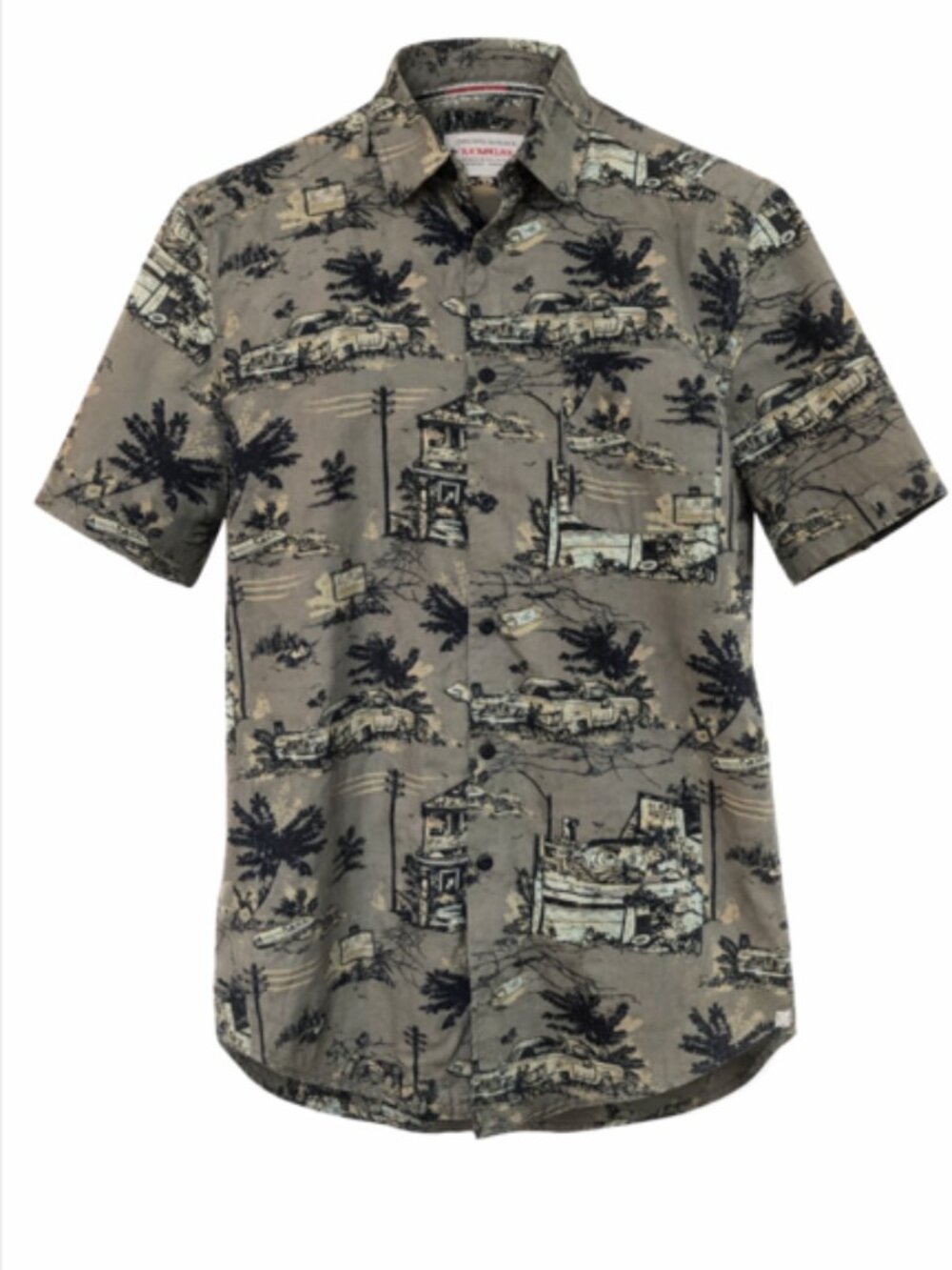 Cromwell Button-Up Shirt M 100% Cotton Graphic Print Cars Retro Street